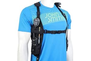 ABBREE Double Radio Shoulder Harness Holster Chest Holder Radio Case Vest Rig for Baofeng Motorola Midland Cobra Two Way Radio Walkie Talkie