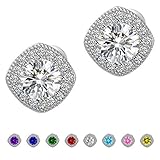 Anmao 18K White Gold Plated Square Cz Stud Earrings Setting For Women Earrings STD-01