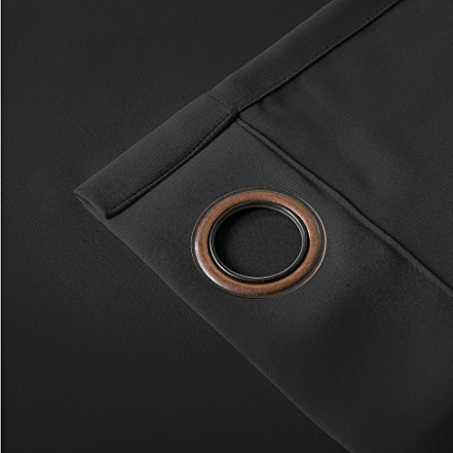 cololeaf Flame Retardant Fire Resistant Curtains Thermal Insulated Blackout For Home, Kitchen, Office, Hotel, School, Cinema and Hospital- Anti-Bronze Grommet - Black 52W x 63L Inch (1 Panel) - Thumbnail 3