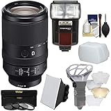 Sony Alpha E-Mount FE 70-300mm f/4.5-5.6 G OSS Zoom Lens with 3 UV/CPL/ND8 Filters + Flash + Diffuser + Softbox + Bouncer + Kit