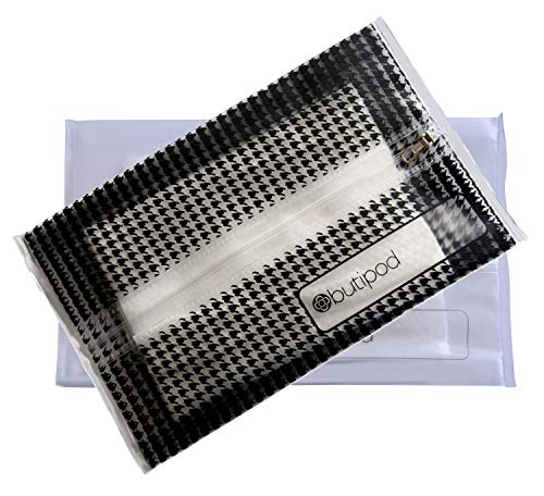 Butipods Slim Wet Wipe Travel Case Holder 2 Pack | Reusable Refillable Portable Stay Moist Dispenser Container | Also for Makeup Wipes (Houndstooth Clear)