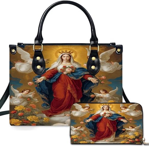 Amazon.com: Personalized Blessed Virgin Mary Rose Leather Handbag