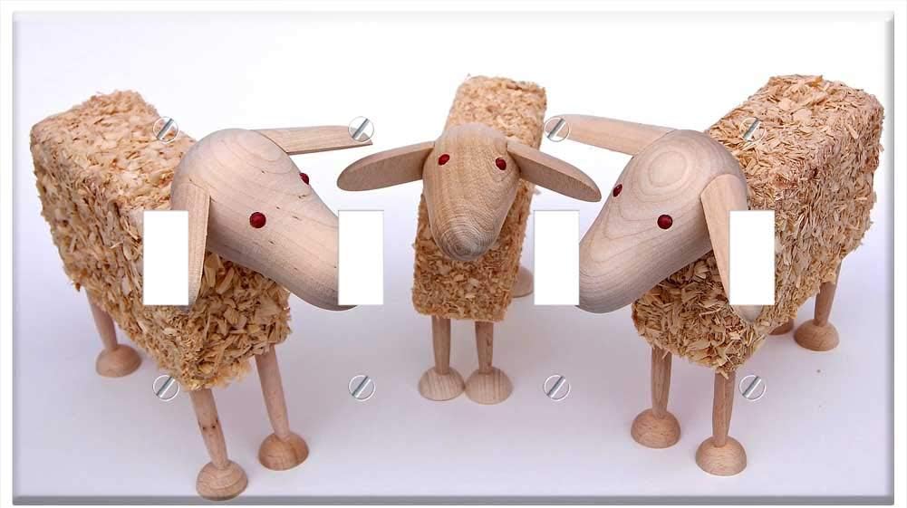 wooden sheep with wool