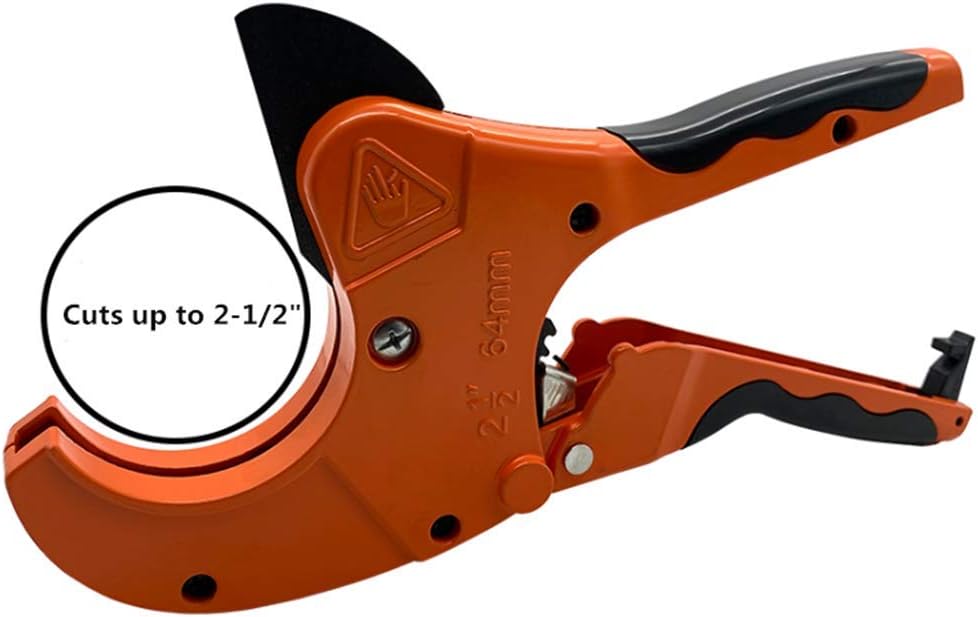Ratchet-type PVC Pipe Cutter, Cuts up to 2-1/2" Pipe Capacity Ratcheting Hose Cutter, One-hand Fast Pipe Cutting Tool for Cutting PEX, PPR, PVC, Suitable for Household, Maintenance, Plumber. - - 