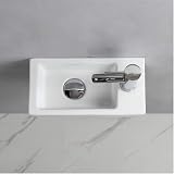 XIFIRY Wall Hung Small Cloakroom Basin Right Hand 37x19x9cm Ceramic view 2