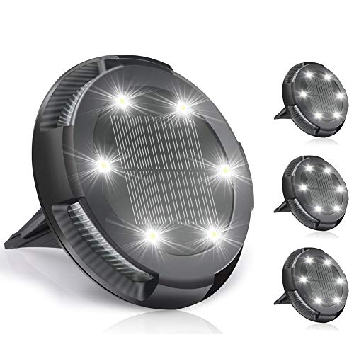 Gartenbeleuchtung Solar 4 Stück LED Solar Bodenleuchte IP65 Wasserdichte Solarleuchten Garten mit 10 LED-Birnen Kaltweiß…