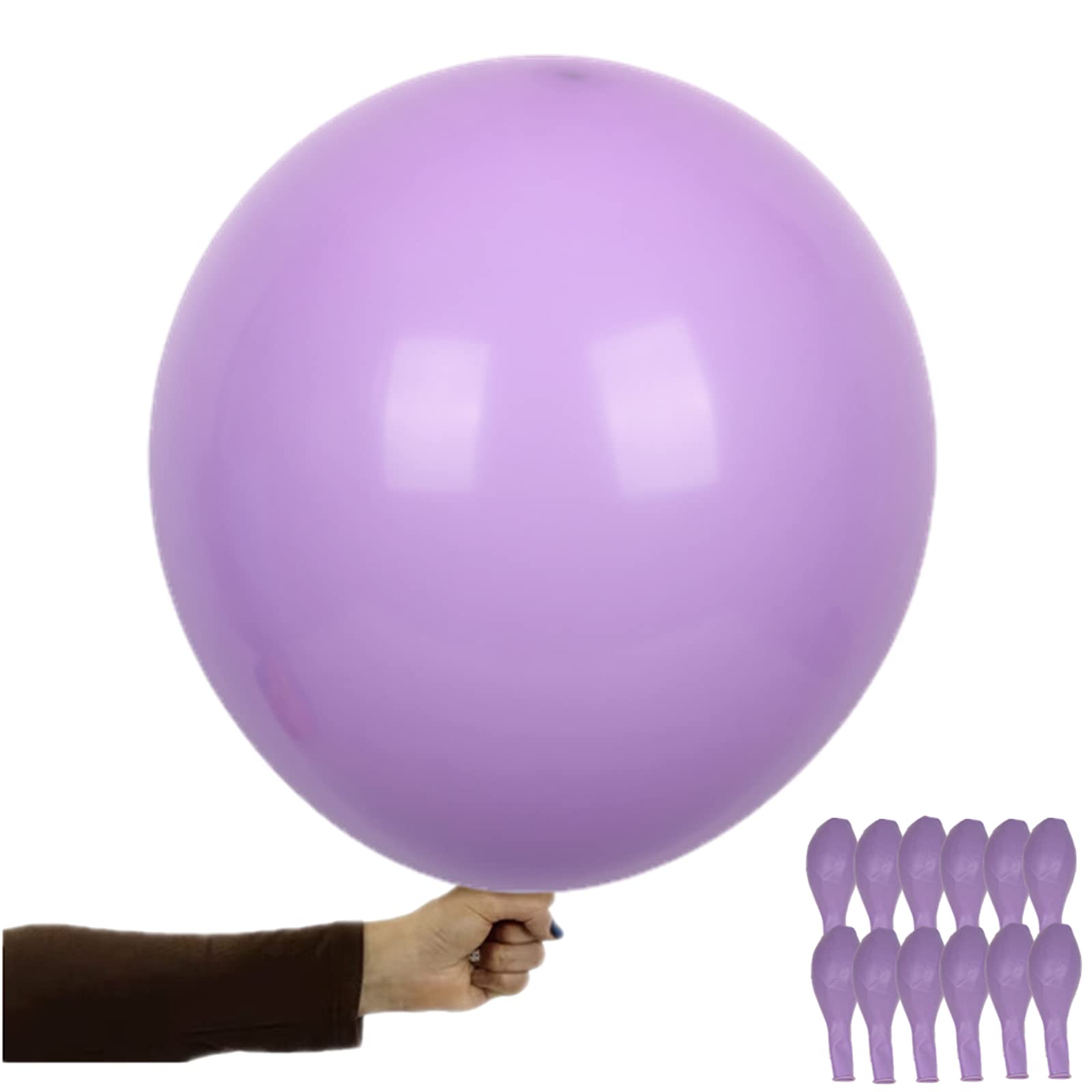 12 Pcs 18 Inch Purple Macaron Pastel Latex Balloon Decorations for Wedding, Birthday Party, Halloween, Christmas, Baby Shower, Carnival - Romantic Colorful Collection