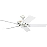 Hunter 52 inch Outdoor or Indoor Ceiling Fan No Light - White Ceiling Fan without Light, For Patio, Porch, Garage, or Living 