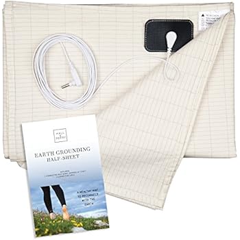 HALL & PERRY Earthing Half Sheet with Grounding Connection Cord | Pure Silver Antimicrobial Fiber for Better Sleep, Natural Wellness, Healthy Earth Energy and EMF Recovery, Natural 35