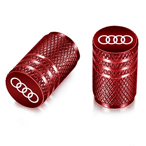 Kwen Valve Stem Cap,Audi Accessories Tire Caps for Car,Motorbike,Trucks,Bike and Bicycle Aluminum 4pcs (red)
