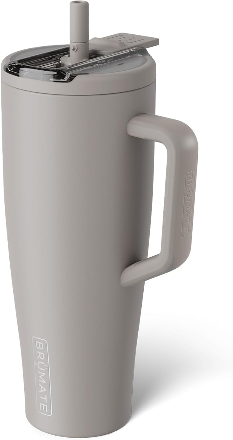 BrüMate Era Flip 40oz Tumbler with Covered Flip Down Straw | 100% Leakproof Insulated Tumbler | Made of Stainless Steel | Cup Holder Friendly Base | 40oz (Mocha)
