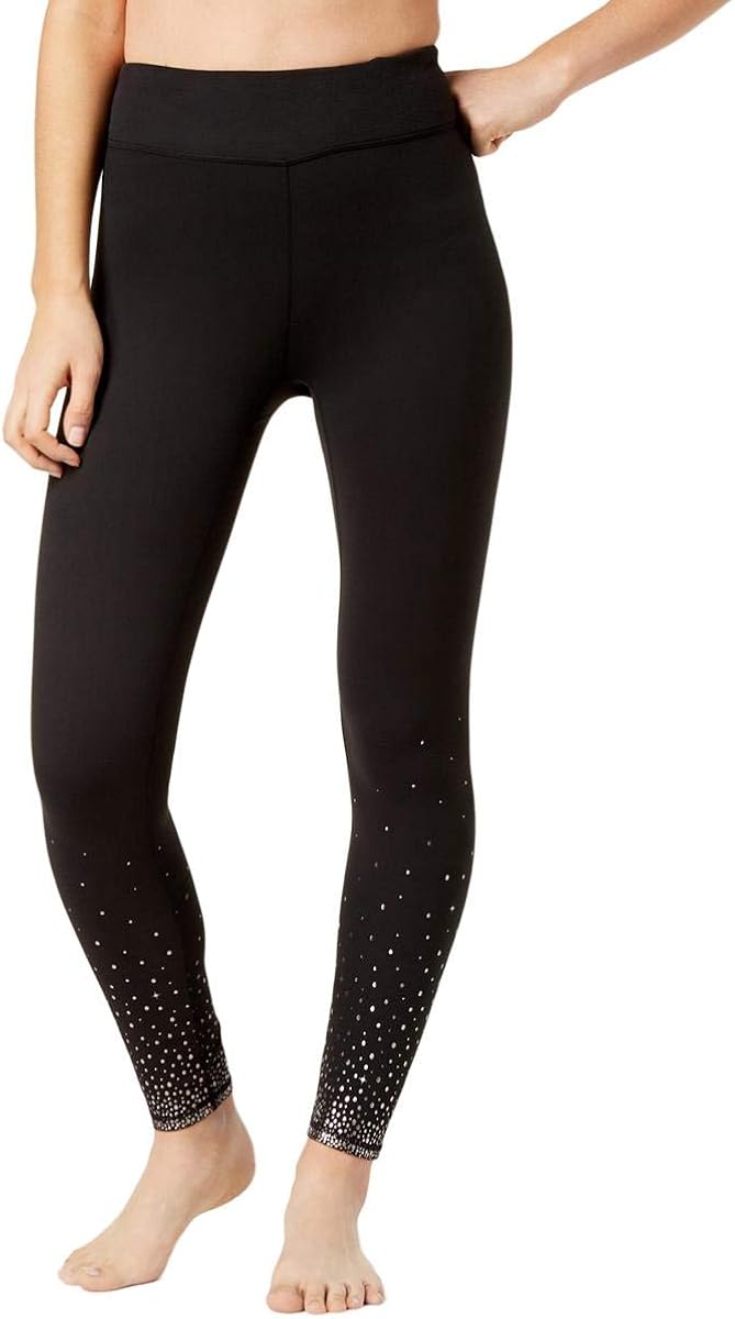 Gaiam Womens Performance Metallic Athletic Leggings Black M at Amazon