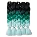 Lady Corner Ombre Braiding Hair 24inch Jumbo Braids High Temperature Fiber Synthetic Hair Extension 5pcs/Lot 100g/pc for Twist Braiding Hair (24inch(Pack of 5), Black-Emerald Green-Grey Green)