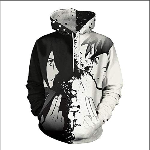 Zcbm Hoodies Pullover Printed Sweatshirt 3D Printing Anime Uzumaki Naruto Uchiha Sasuke Uchiha Itachi Unisex Apparel Long Sleeve Clothing Cosplay Sweater,A,L