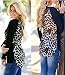 IbagstyleWomens Long Sleeve Leopard Chiffon Splicing Knitted Blouse Top Tshirt