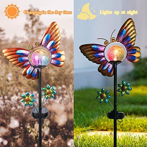Solar-powered butterfly garden lights priced at $25.99.