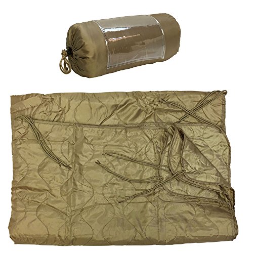ProlineMax TAN 86''L x 58''W G.I Style Poncho Liner Blanket Sleeping Bag Liner Rip-Stop Nylon w/Pouch - Thumbnail 4
