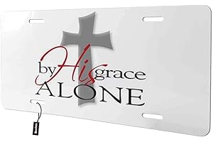 Beabes by His Grace Alone Front License Plate Cover,Cross Jesus Christ Bible Verse Decorative License Plates for Car,Aluminum Novelty Auto Car Tag Vanity Plates Gift for Men Women 6x12 Inch