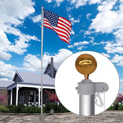 PISSION Flagpole Hardware Repair Kits - 3" Gold Ball / 2pcs 46ft Flag Halyard Rope / 4" Cleat Hook / 4pcs Flag Clip Hooks/Hex Nuts/Flat Washers/Flagpole Truck for 2" Top - Thumbnail 5