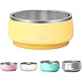 Pawaii Dog Bowl, Dog Water Bowl with Non-Slip Rubber Base, Metal Insulated Stainless Steel Dog Bowls with ID Tag, Double Wall Dog Bowl for Small Medium Large Dogs, Durable, Dishwasher Safe, 34oz
