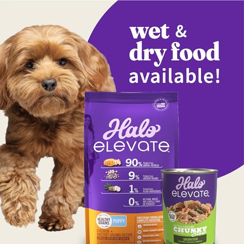 HALO ELEVATE PUPPY FOOD, CHICKEN RECIPE, HEALTHY GRAINS DRY DOG FOOD, 3.5 LB BAG