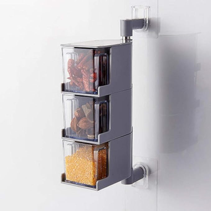Clavo de cocina montado en la pared giratorio condimento-gris_3layer