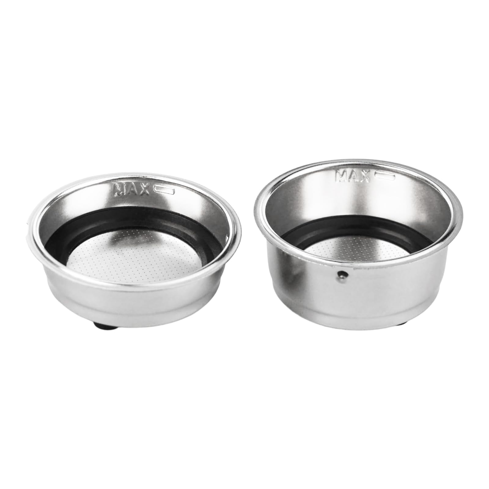 Photo 1 of 2Pcs Coffee Filter Basket, 51mm Pressurized Coffee Filter Cups Strainer Stainless Steel With Strainer, Coffee Detachable Espresso Machine Portafilter Basket Replacement for Home Office (Single+Double)