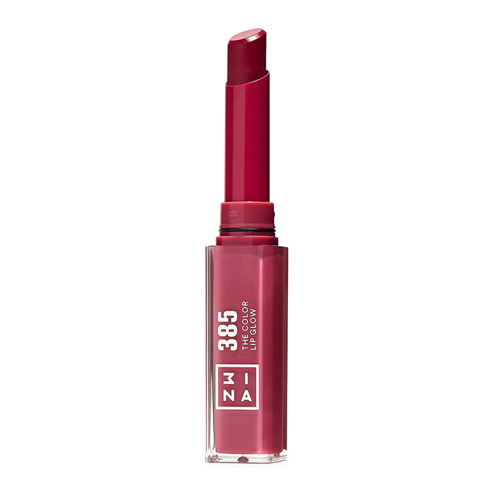 3INA MAKEUP - The Color Lip Glow 385 - Berry Pink Colour Lip Balm with Shea Butter to Moisturise the Lips - Shiny and Glowy Colour Lipstick - Highly Pigmented Lip Colour