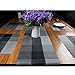 Famibay PVC Table Place Mats and Table Runner - Heat Insulation PVC Placemats Stain-Resistant Woven Vinyl Table Mats for Kitchen (Set of 4 and Table Runner, Black)