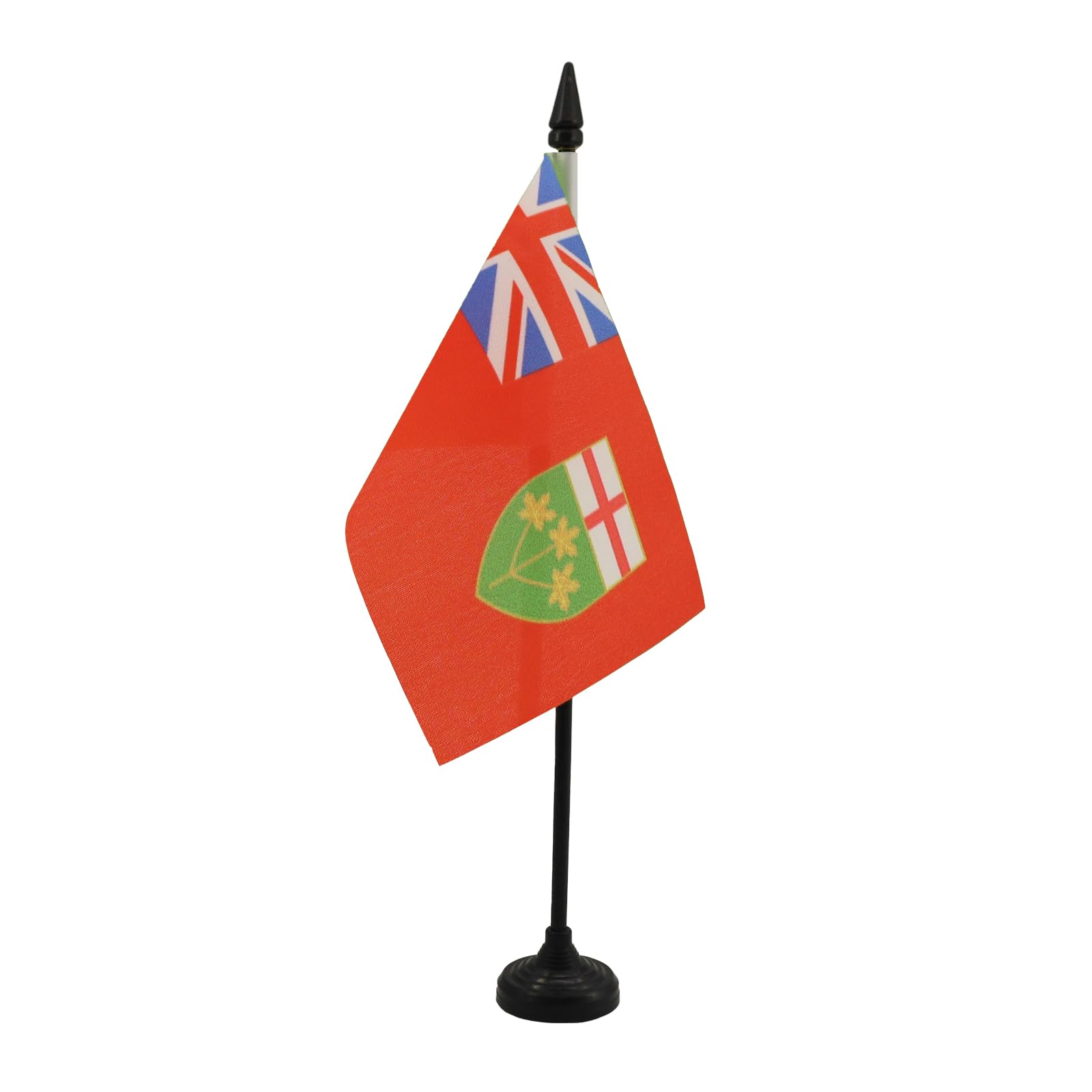 AZ FLAG - Ontario Table Flag 4'' x 6'' - Canadian region of Ontario Office Mini Banner 100% Polyester 15 x 10 cm - Mini Desk Flag with 10'' Pole and Black Plastic Base