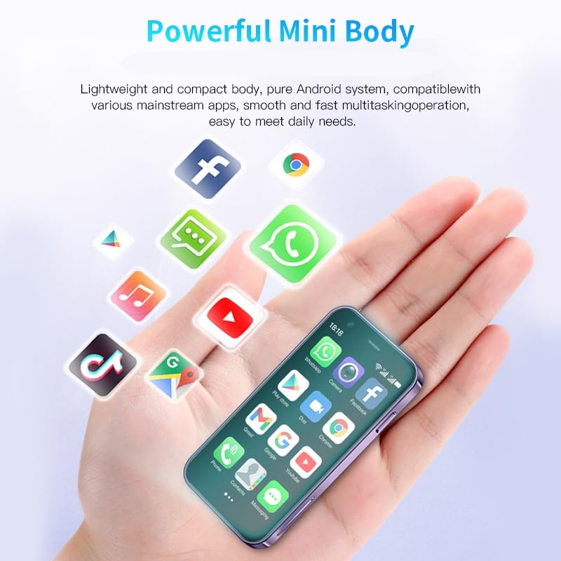 CatCalls Mini Smartphone Unlocked 4G Mobile Phone, 3.0 Inches, 32 GB Expandable up to 128 GB, Dual SIM Dual Camera, Android 10.0, Supports WiFi Bluetooth Backup Phone (XS15 Purple)