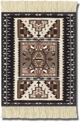 Lextra Bessie Barber CoasterRug, 5.5 x 3.5 Inches, Black, Brown and Gray, Set of Four (MBB-C)