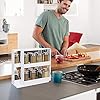 Rotating Spice Rack Plastic Seasoning Spice Jar Rack Storage 2 Tier Pull Out Kitchen Cabinet Organiser Slide Salt Bottle…