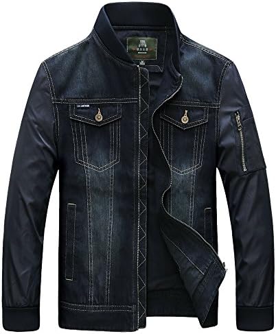 unkonw Mens Jeep Motorcycle Denim Collar Jacket Coat (m, Dark Bule)
