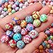 Colle 8/10mm 370pcs Polymer Clay Beads for Jewelry Making Round Bead Colorful Polymer Clay Handmade Loose Beads Jewelry Making with 2 Rolls of Strings