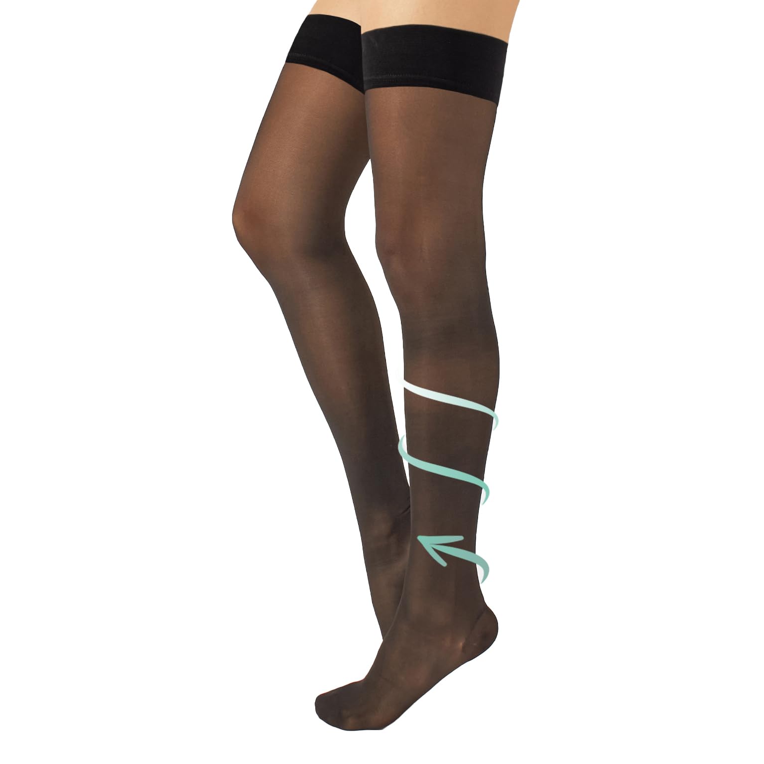MEDICAL SUPPORT HOLD UP | 18-22 mm/Hg GRADUATED COMPRESSION STOCKING | S, M, L , XL | BLACK, SKIN | MADE IN ITALY | (L, BLACK) — image 1