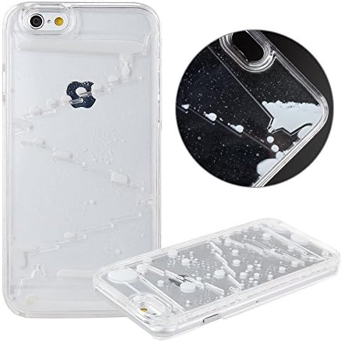 Hard Plastic Case for Iphone 5C,Dynamic Liquid Colorful Creative Design Flowing Liquid Swimming Magic Maze Waterdrop Shape Hard Case Dual Layer Hybrid Clear Bumper Double Protection Transparent Plastic Hard Case Shell Hard Back Case for Apple iPhone 5C(Waterdrop White)