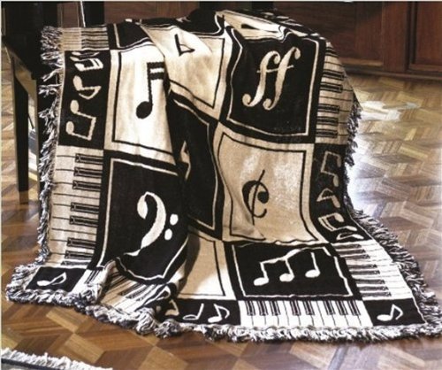 Manual Keynote Decorative Woven Throw Cozy Cotton Blanket for Music Lover