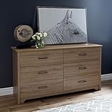 South Shore Fusion 6-Drawer Double Dresser, Rustic Oak