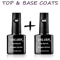 Gellen UV/LED Soak Off Gel Nail Polish Top Coat and Base Coat Set - 10ml Each