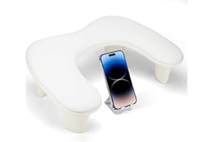 MERTERFLY U Shaped Arm Rest for Nails Tech and Phone Holder, Nail Arm Rest Comfortable, Supportive Hand Rest for Nails Tech, Salon-Quality Armrest for Manicures with Space for Nail Lamp or Using Phone (White)