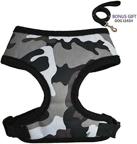 Pet Club No Pull Dog/Cat Harness and Leash Set for Walking, Padded Dog Vest Harnesses for Puppy Small Dogs/Cats, Cat Dog Training Collar Pink,XS,S (L- Neck 15" Chest 16.5-24", Blue Camo)
