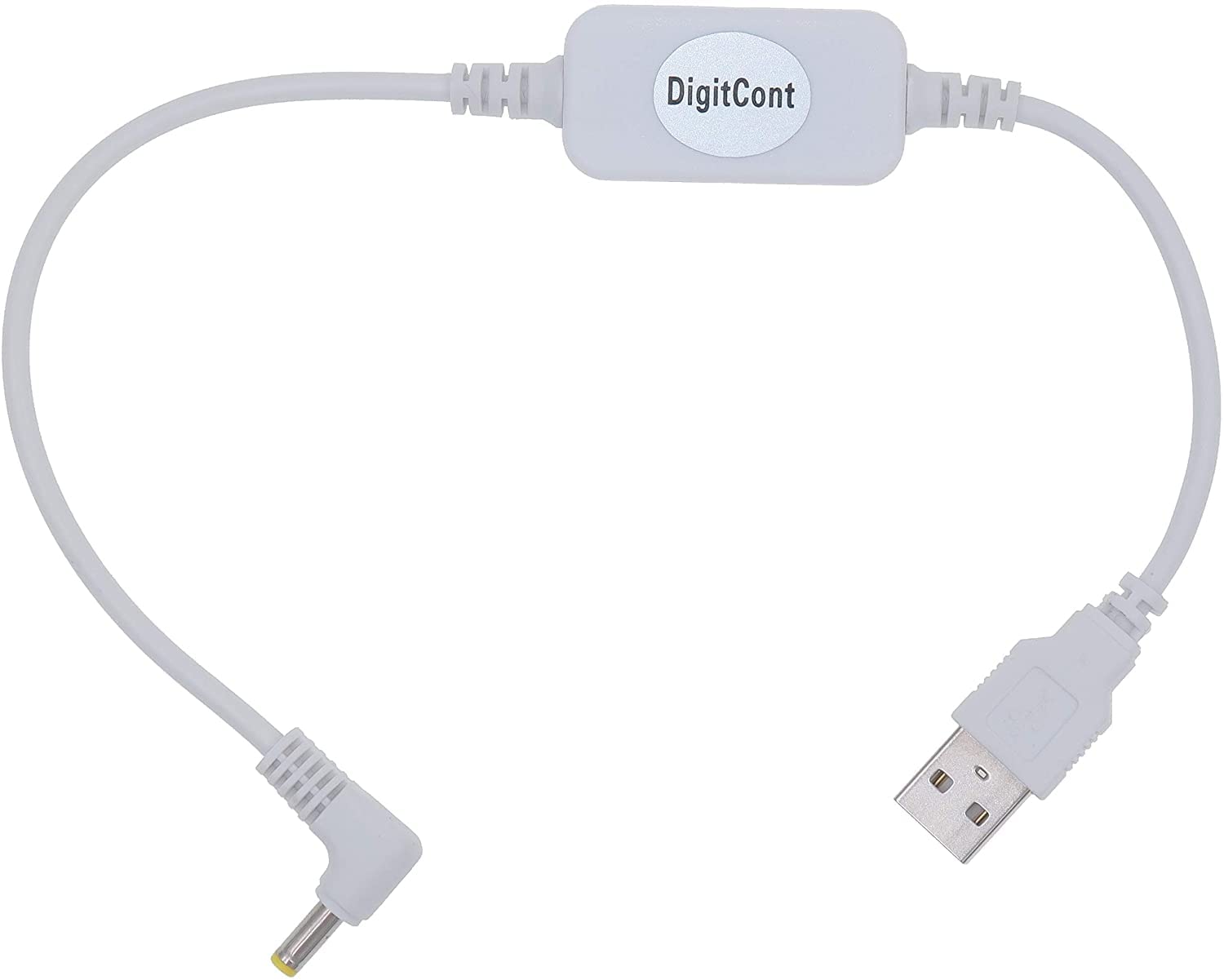 DigitCont USB 5V to DC 12V 4mm x 1.7mm Power Cable, Compatible with Dot Device/Pop Device, USB Voltage Step Up Converter Cable, Power Supply Adapter Cable, DC 5V to DC 12V Cable White