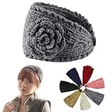 dzt1968 Beautiful Women Crochet Headband Knit Hairband Flower Winter Ear Warmer Head wrap 1 pc (Gray)