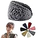 dzt1968 Beautiful Women Crochet Headband Knit Hairband Flower Winter Ear Warmer Head wrap 1 pc (Gray)
