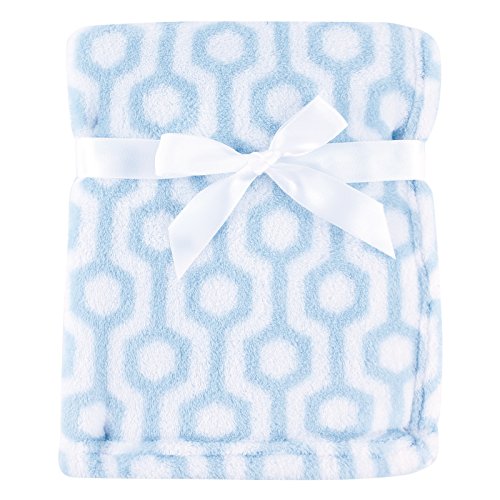 Luvable Friends Print Coral Fleece Blanket, Blue Hexagon