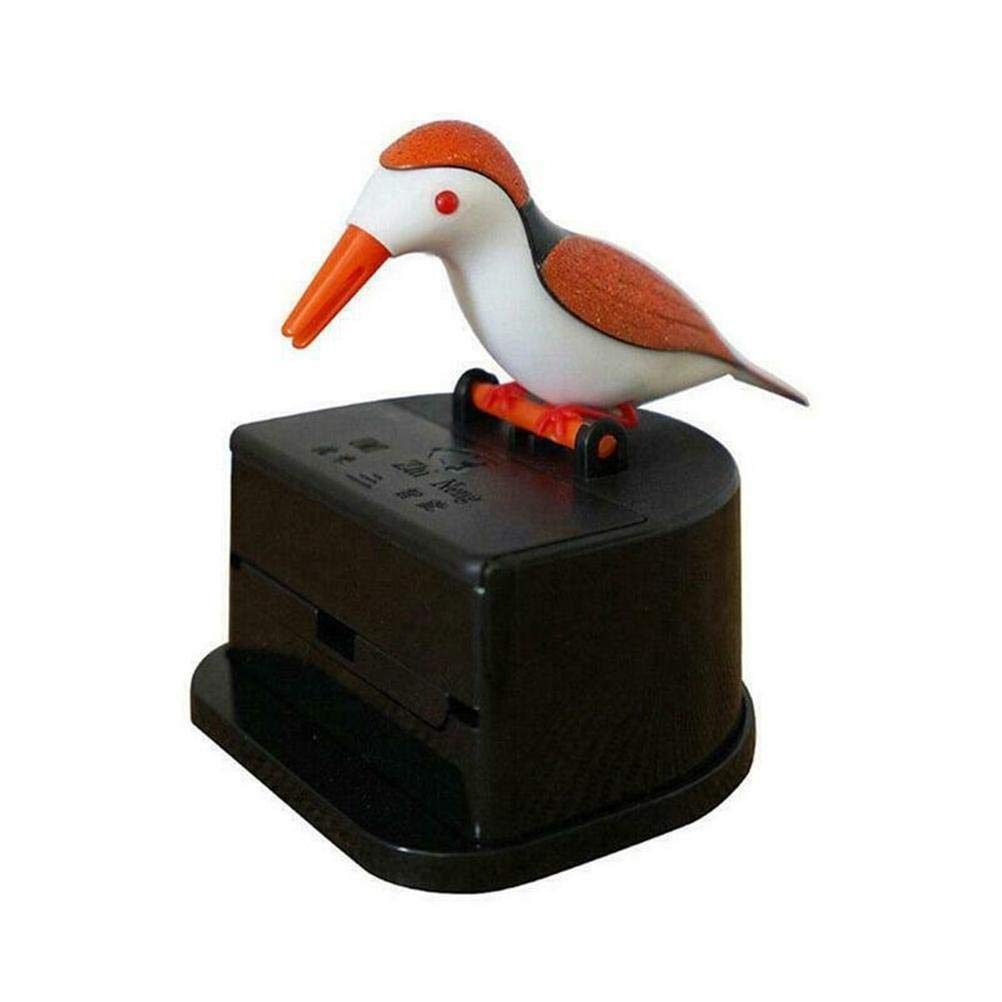 Mrisata Toothpick Dispenser, Automatic Bird Toothpick Box Bird Woodpecker Toothpick Dispenser, Table Toothpick Box Case Storage Organizer Box, Portable Home Kitchen Decoration (Orange)