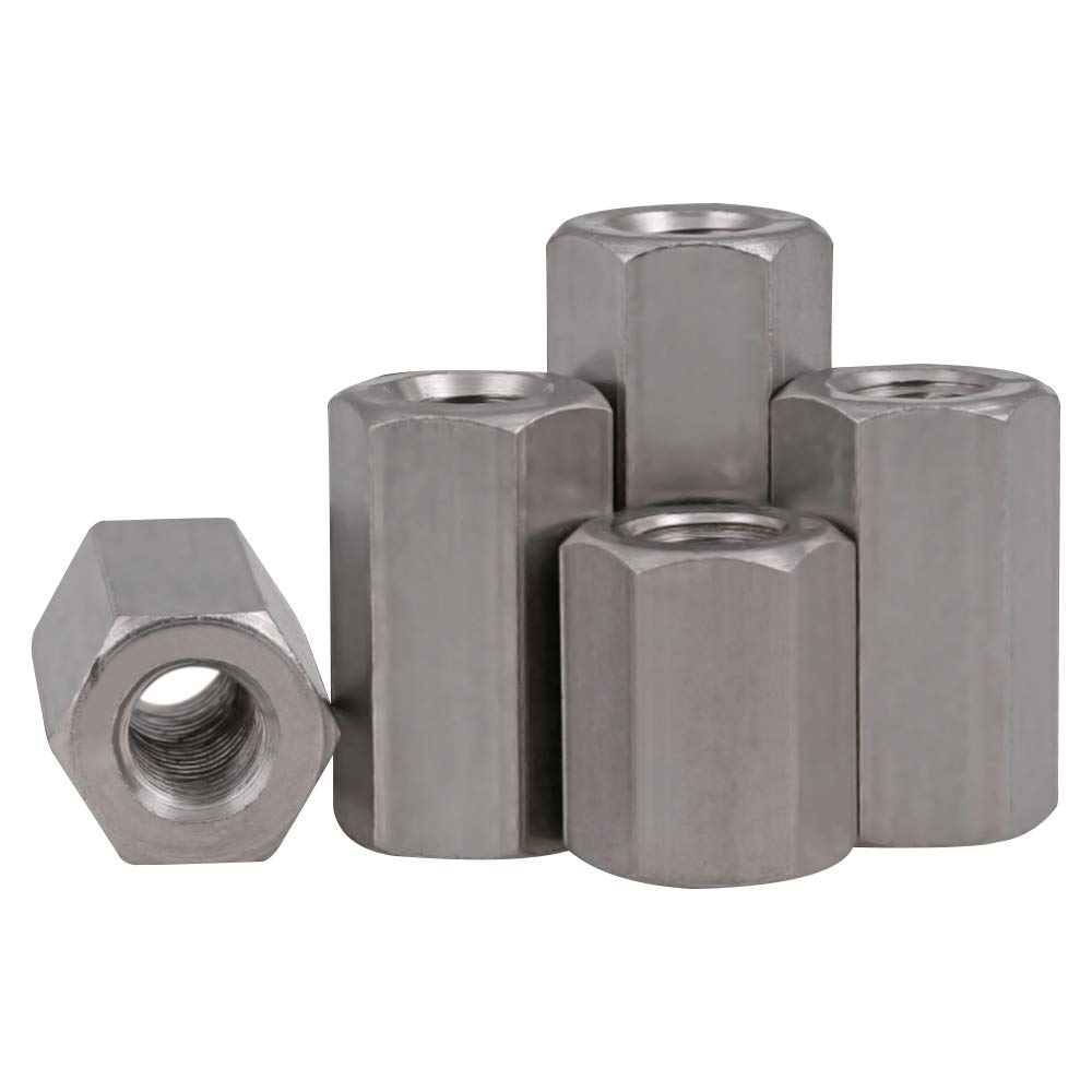 YOFASEN Stainless Steel Hexagonal Coupling Nut, Standard M10M12 Long Rod Thickened Hardware Fasteners, Communication and Shipbuilding Industry,M10*17 * 22Mm/2Pcs