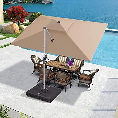 Amazon Com Purple Leaf 9 X 11 Double Top Deluxe Rectangle Patio Umbrella Offset Hanging Umbrella Outdoor Market Umbrella Garden Umbrella Beige Garden Outdoor