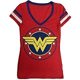 DC Comics Wonder Woman Logo Juniors V-Neck T-Shirt